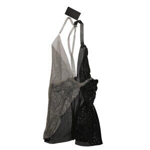 Fannie Schiavoni Metal Mesh Dress in Black Silver